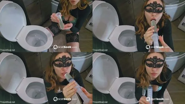 Masked Girl Miss Juicy Gulps Down Her Own Pee in a Long Piss Drinking Se…