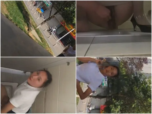 ハイヒールを履いた女性不動産エージェントが、アパートの共用トイレでこっそり撮影しているところをカメラに捉えられた。彼女は誤ってトイレで用を足して…