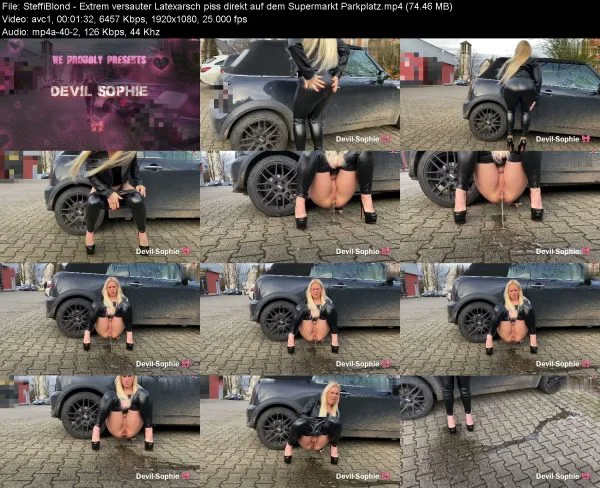 SteffiBlond – Extrem versauter Latexarsch piss direkt auf dem Supermarkt…