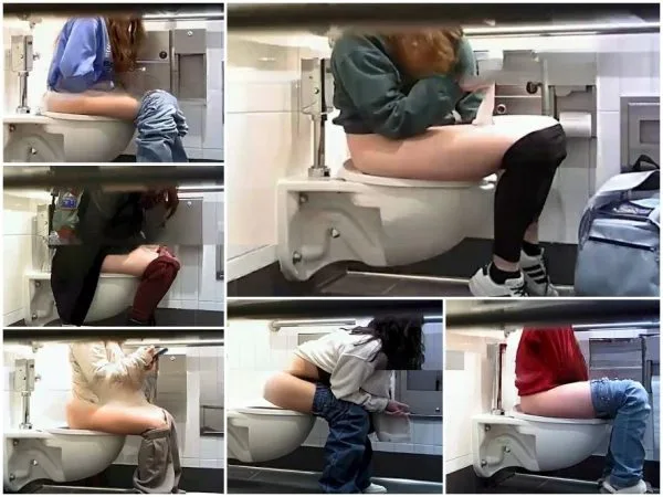 Hot Girls On Student Toilet 4-6 Public Restroom