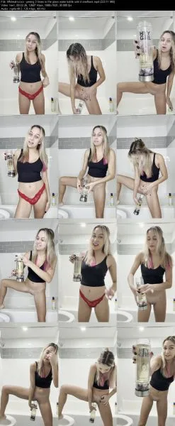 tiffstreatsxoxo – peeing 3 times in the glass water bottle until it over…