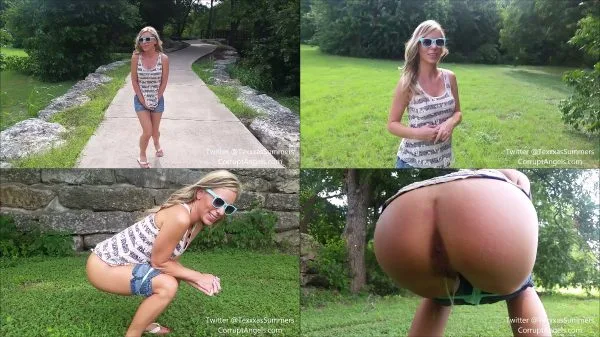 Texas Blonde – Peeing at a public park