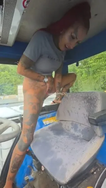 We found a abandoned tractor to piss on