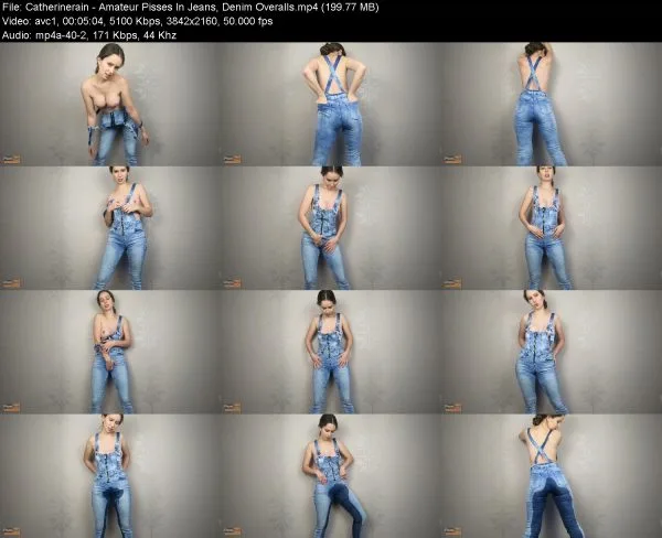 Catherinerain – Amateur Pisses In Jeans, Denim Overalls