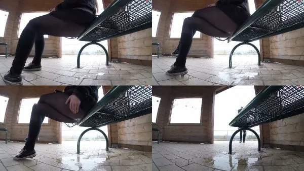 Public Bench Pantyhose Puddle