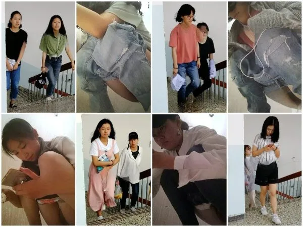 大学街のフルHDパノラマビュー。数人の美しい若い女性が写っている Hidden Camera