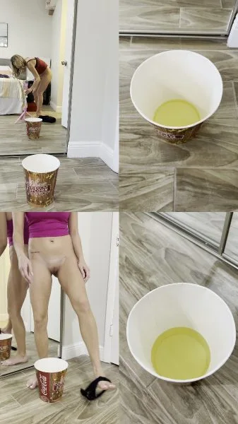 tiffstreatsxoxo – Filling up a LARGE AMC popcorn bucket with pee